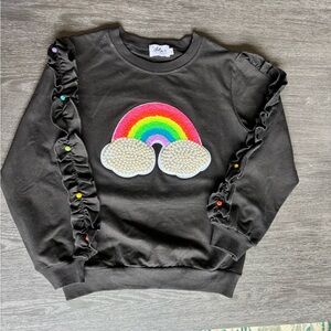 Lola + the Boys black rainbow sweatshirt